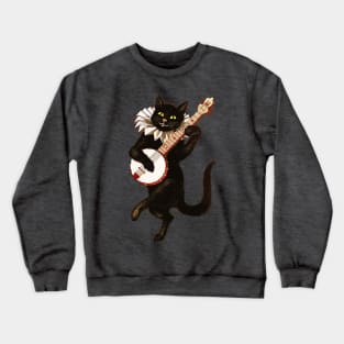 Cat playing mandolin Crewneck Sweatshirt